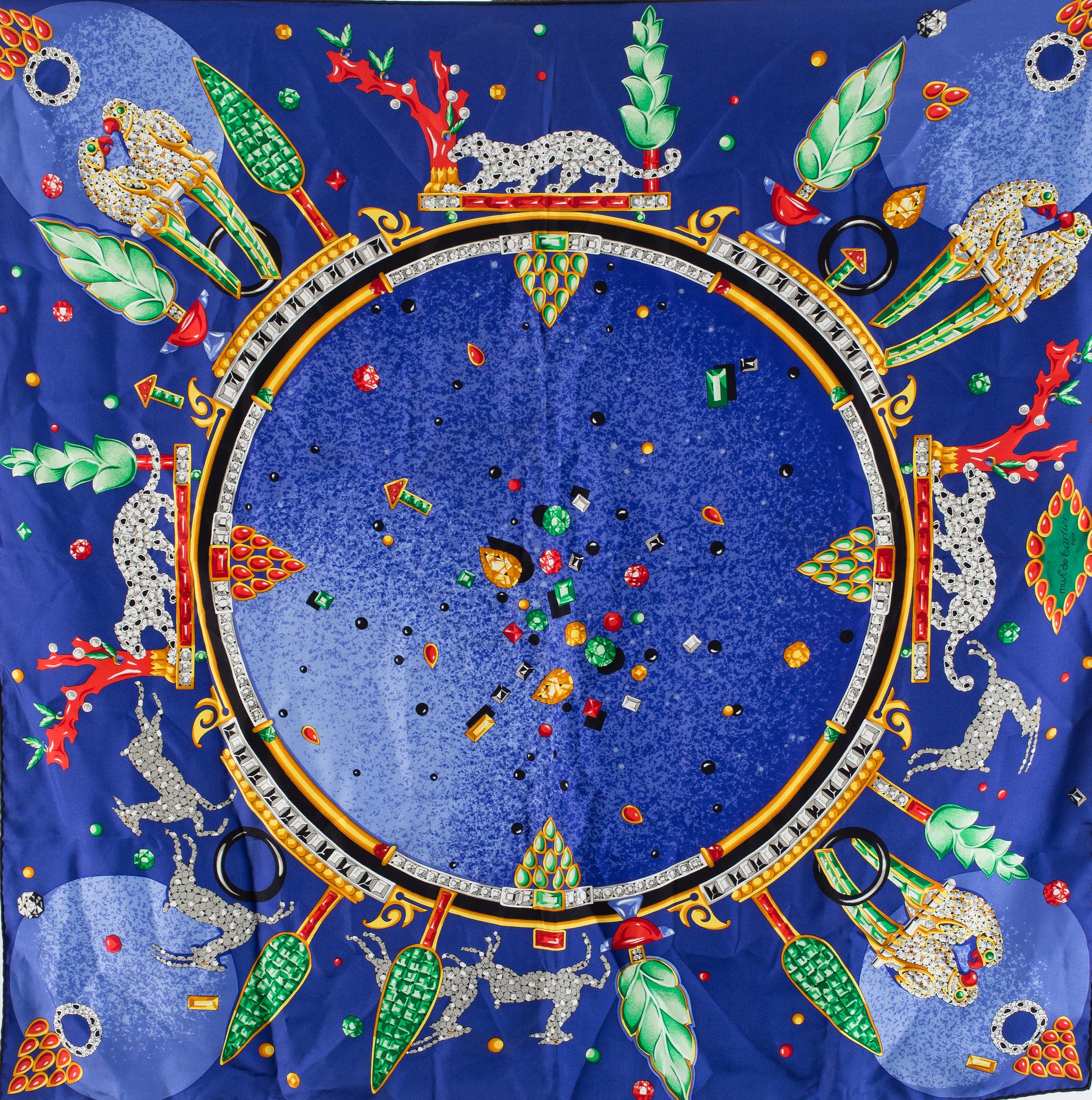 SCARVES, 4 st, silke, Gianni Versace, Cartier, YSL.