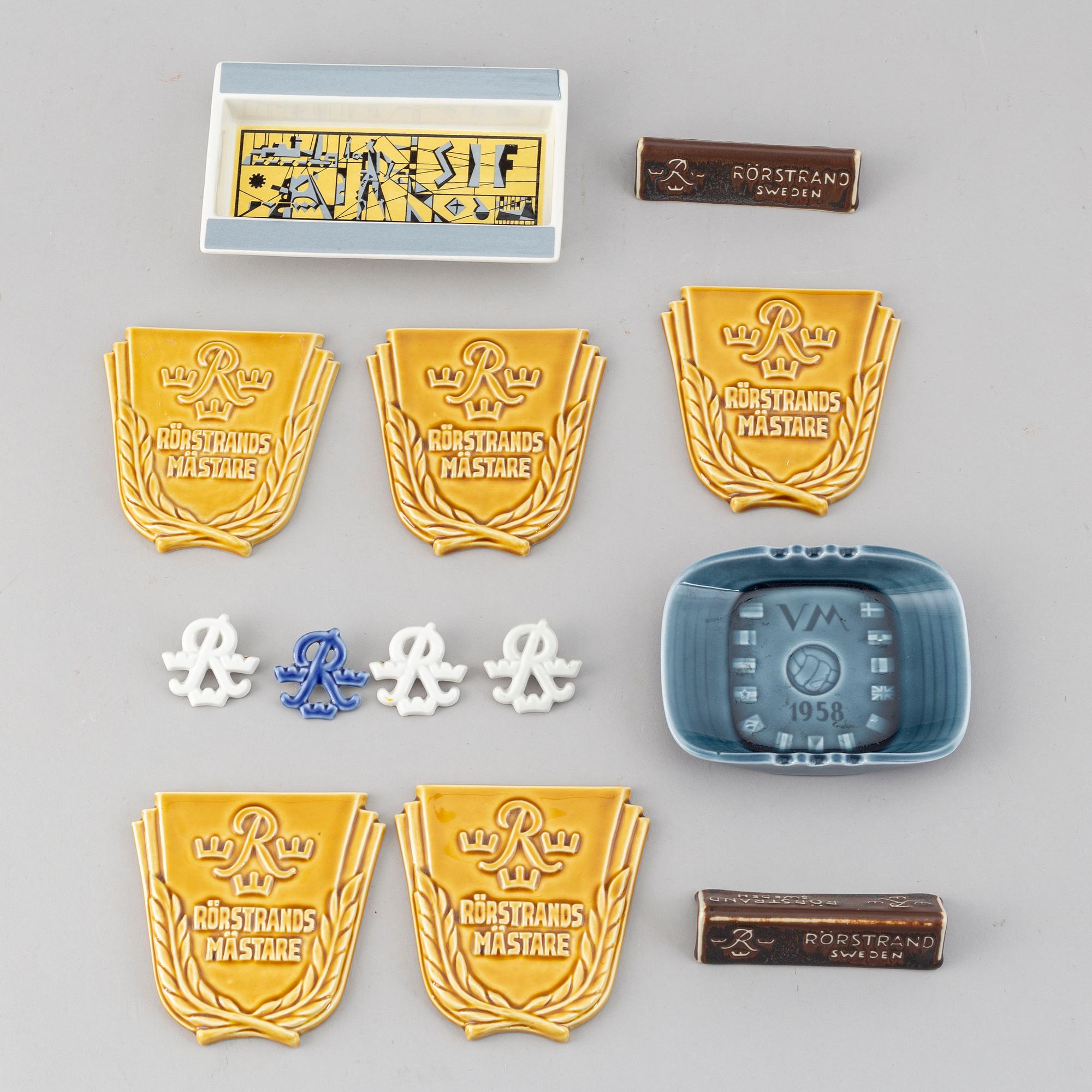 RÖRSTRAND, a set of 13 ceramic promotional items, Sweden mid 20th century.