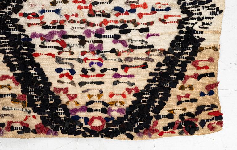 Sängtäcke,  s.k. sluns i trasväv, ca 180 x 127 cm, Hälsingland, 1800-tal.