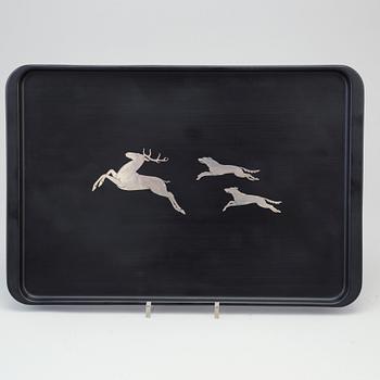 a silver and isolit tray, Perstorp, 1932.