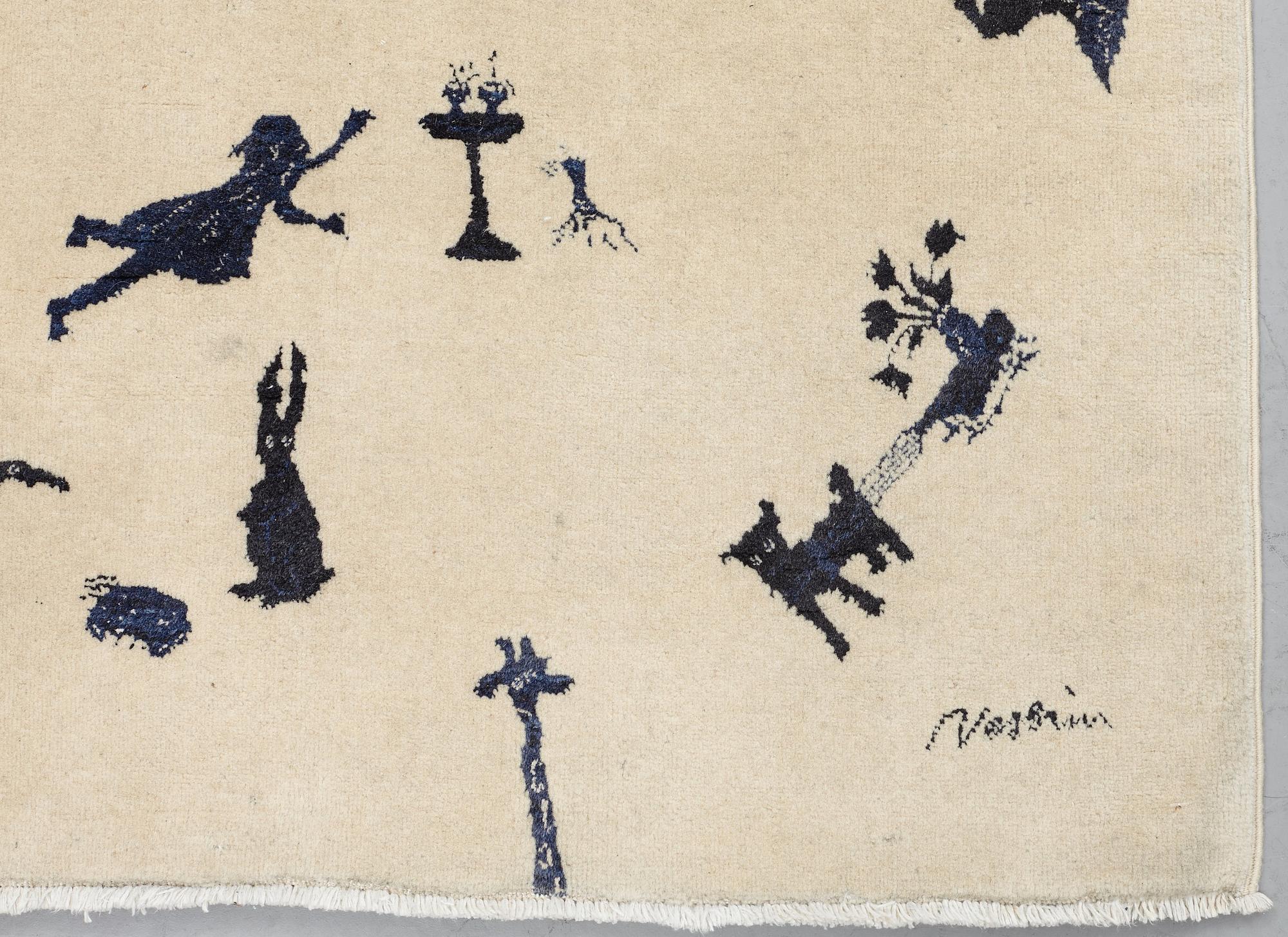 Suzanne Nessim, Matto, tufted, ca 143 x 105-106,5 cm, signed Nessim, made in India/Pakistan.