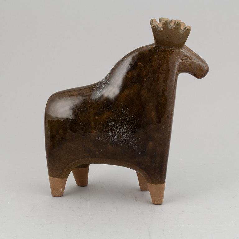 Lisa Larson. Two stone ware figurines in the shape of a cat and a moose, Designed in 1957 for Gustavsberg.