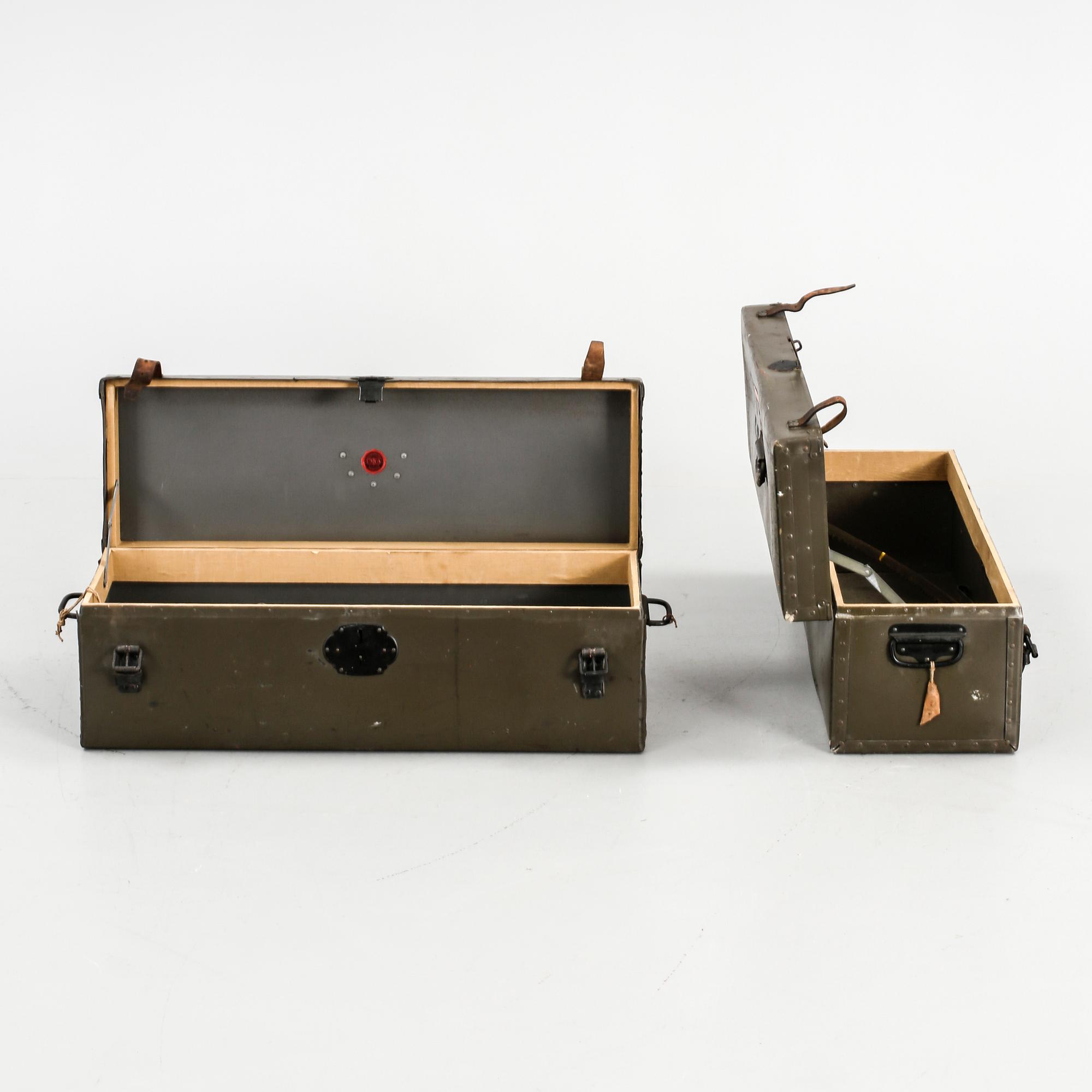 LÅDOR/UNIKABOXAR, 2 st, för svenska armén, tidigt 1900-tal.