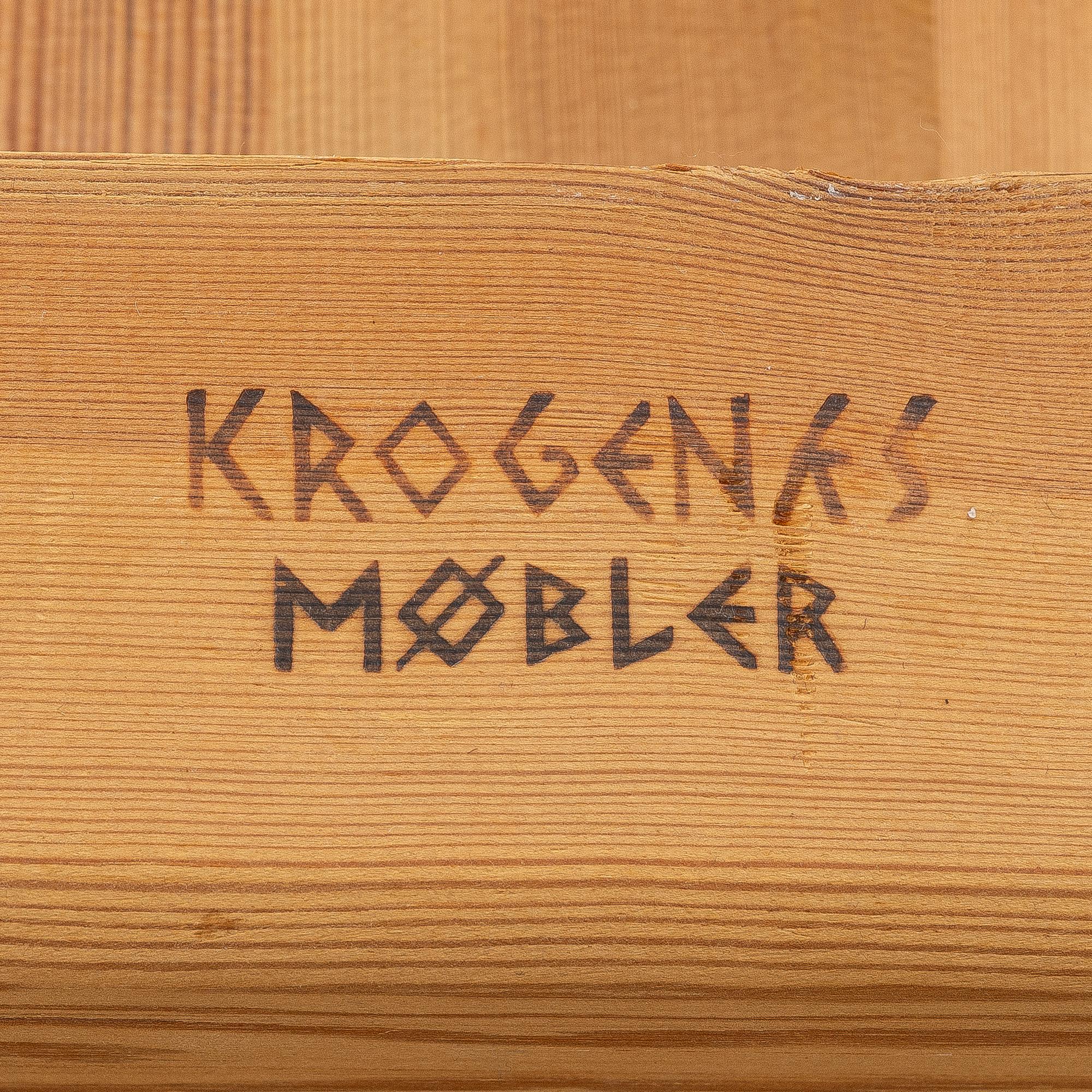 A dining table, trestle table, pine, Krogenes Möbler, Norway, mid-20th century.