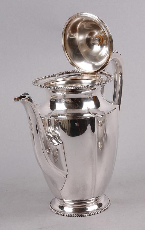 KAFFESERVIS, 3 delar, silver, CG Hallberg Stockholm 1920. Tot vikt 1085 gram.