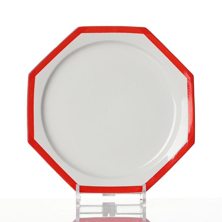Karin Björquist, a 76-piece “Röd kant” bone china dinner service, Gustavsberg, post 1968.