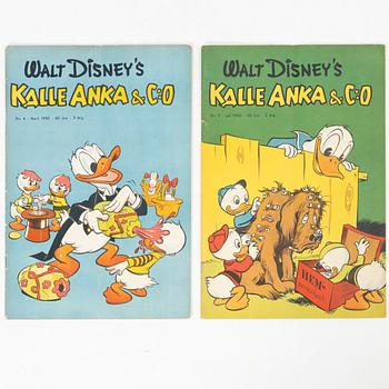 Comic books, “Kalle Anka & Co” No. 7, 1950, and “Kalle Anka & Co” No. 4, 1950.