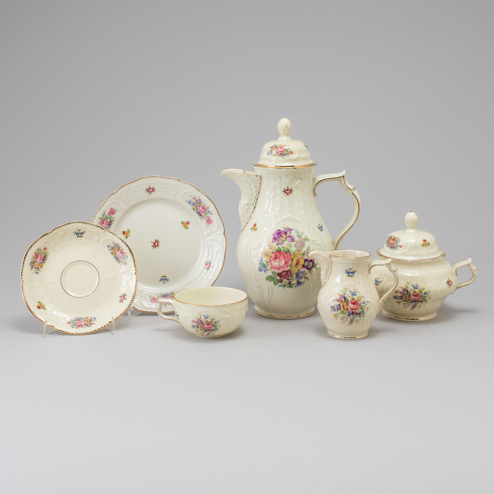 KAFFESERVIS, porslin, 27 delar, Rosenthal "Sanssouci", 1940-/50-tal.