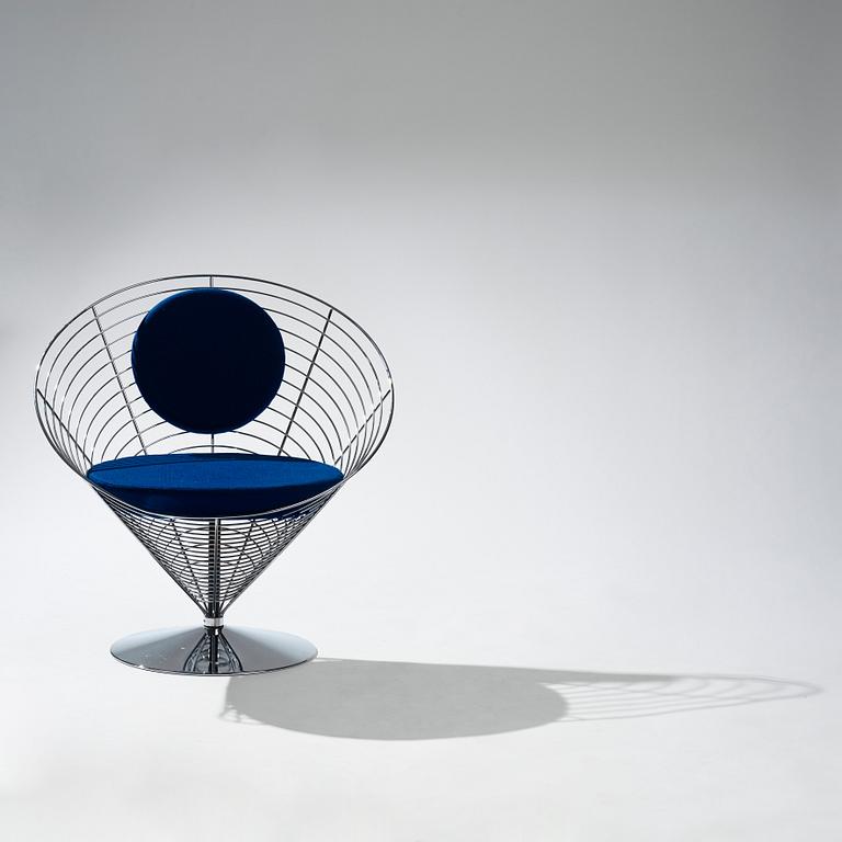 Verner Panton, a pair of "Wire Cone Chairs", Fritz Hansen, Danmark 1989.