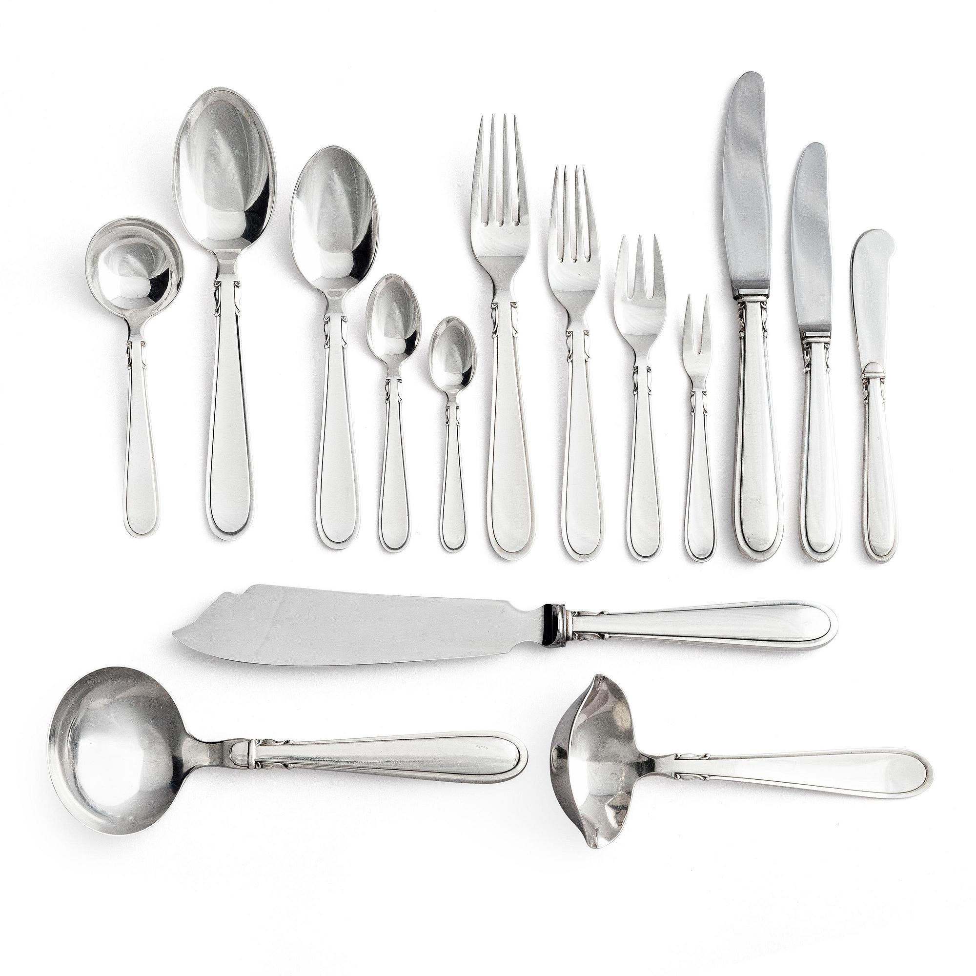 Matsilveruppsättning, 80 delar, sterling silver, modell "Elite", Cohr, 1940-1959, Danmark.