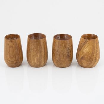 Magnus Ek, a set of four oak serving bowls for Oaxen Krog, 2019.