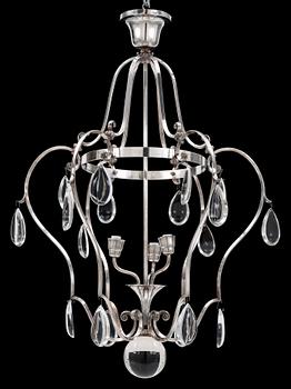 An Elis Bergh silver plated chandelier by C.G Hallberg, Sweden 1920's.