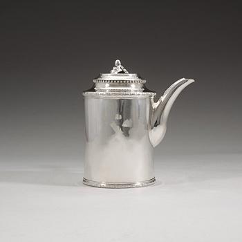 A Swedish 18th century silver coffee-pot, Julius Marianus Bergs, Stockholm 1784.