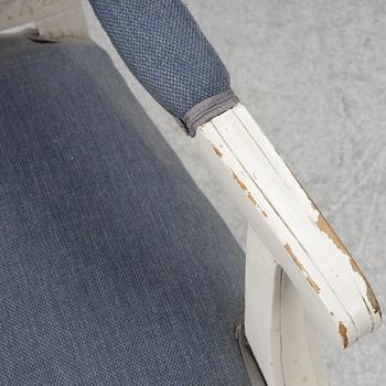 Armchairs, a pair, Gustavian style, circa 1900.