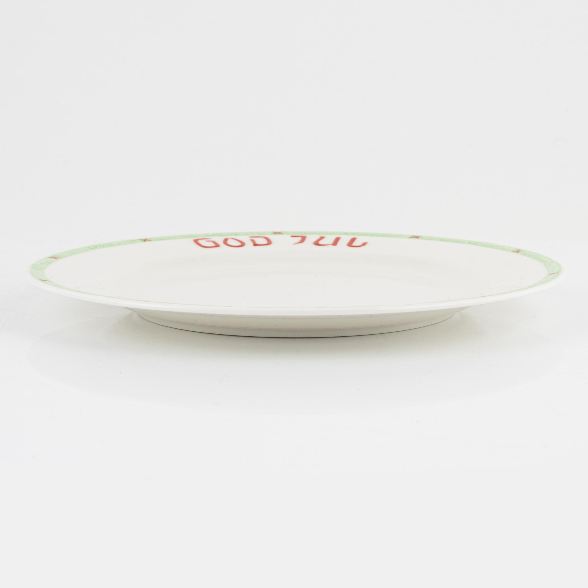 Twelve Christmas porcelain dinner plates, 'God Jul', Rörstrand.