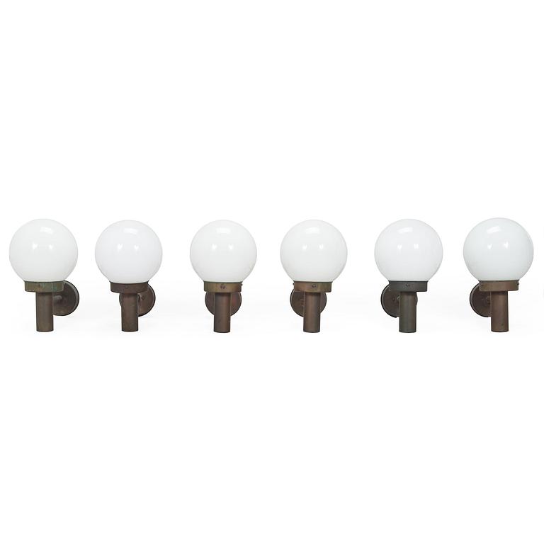 Lisa Johansson-Pape, A set of six of 1970s outdoor wall lights '140-015' for Stockmann Orno.