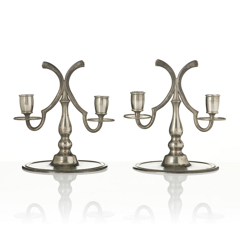 Nils Fougstedt, a pair of candelabra, Firma Svenskt Tenn, Stockholm, 1926.