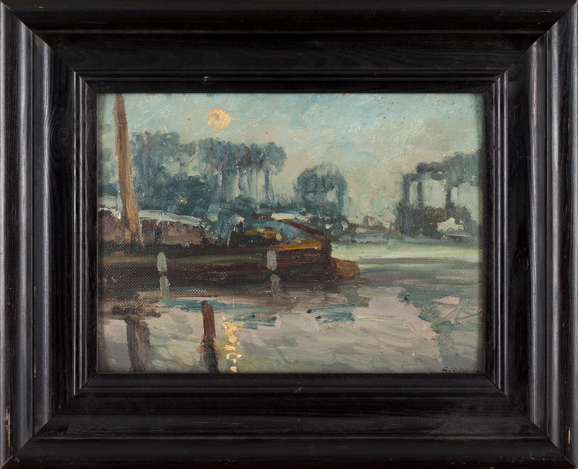 ALFRED HELBERGER, olja på pannå. Signerad, daterad 1909 a tergo.