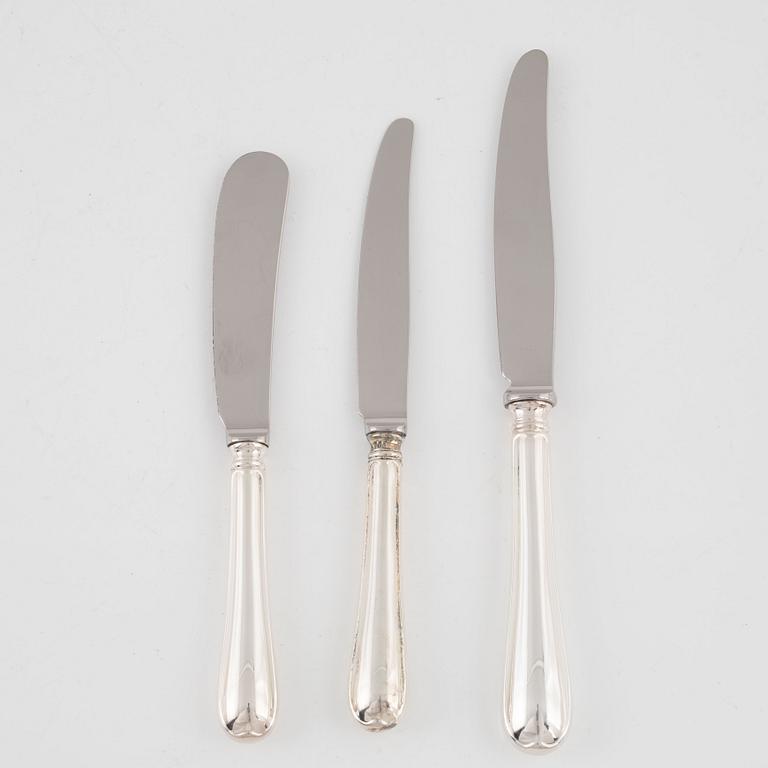 A 131-pice silver flat wear set, "Svensk Rund", GAB & C.G.Hallberg, Sweden, 1952-1990.