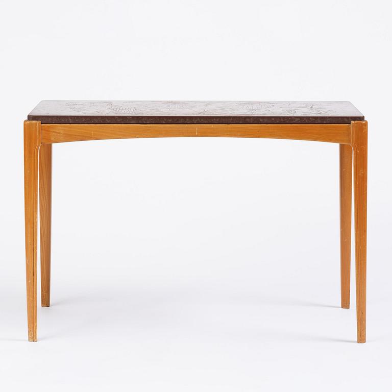 Ulla Fogelklou-Skogh, a Swedish Modern table with a limestone top, 1940s.