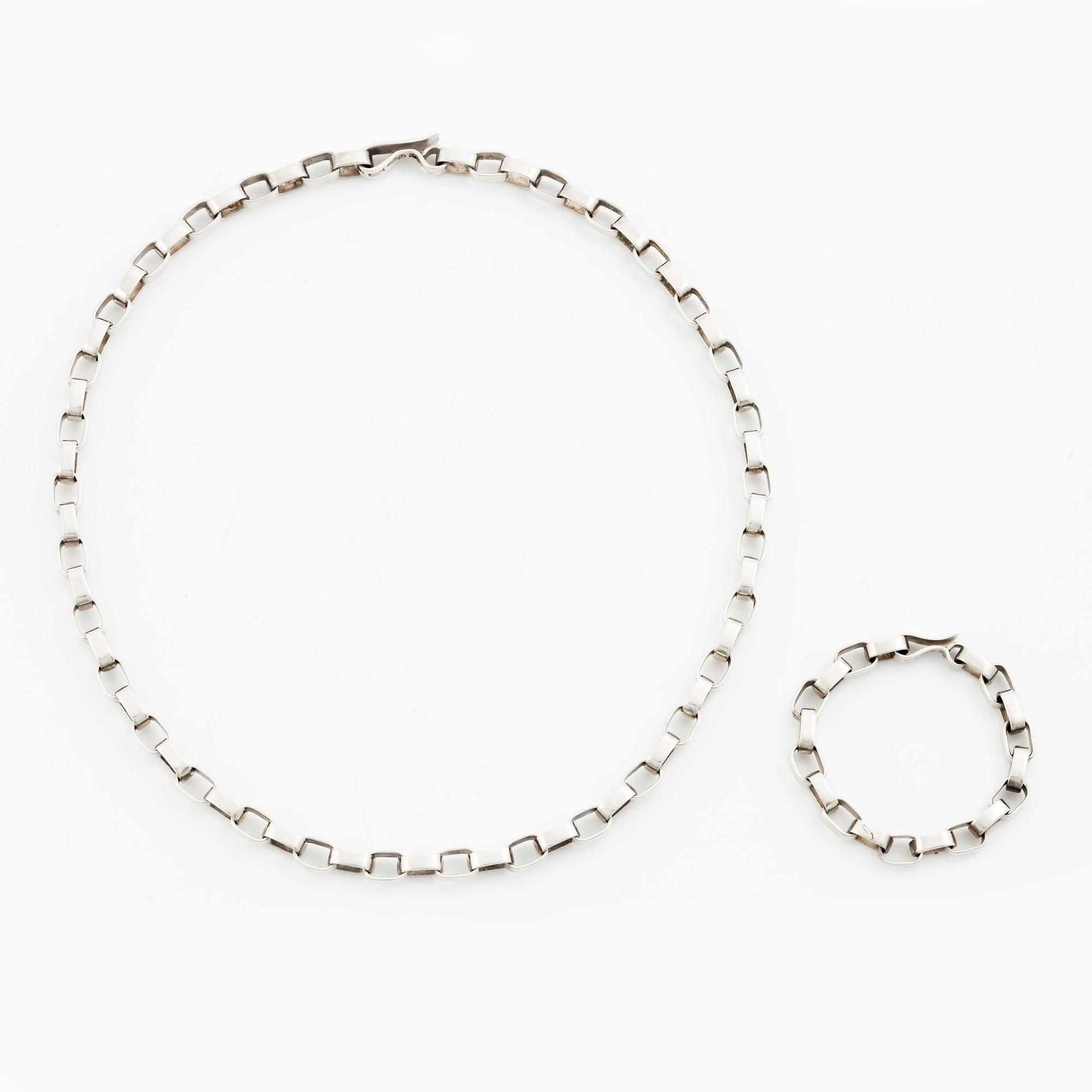 Sven-Erik Högberg, necklace and bracelet, sterling silver, Gothenburg 1975 and 1985.