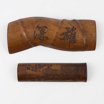 Two Chinese bamboo wrist-rests, 20th Century. - Bukowskis
