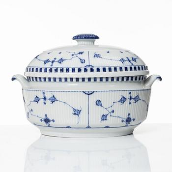 A 'Blue Fluted' porcelain tureen with cover, Royal Copenhagen, early model, 19th Century.