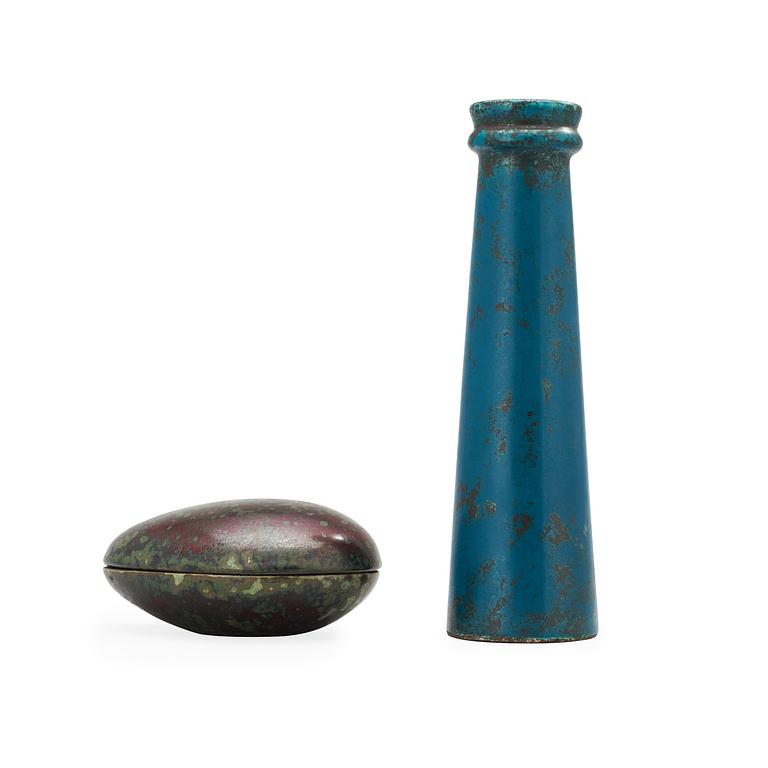 Hans Hedberg, A Hans Hedberg faience vase and a box, Biot, France.
