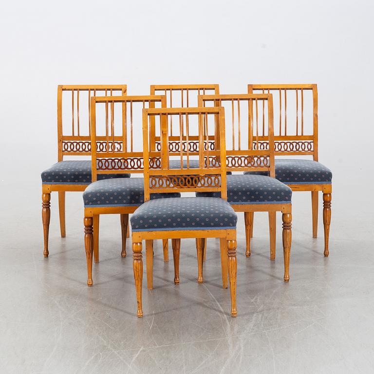 A set of six Swedish early 19th century chairs.