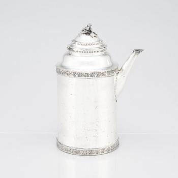 Samuel Lyberg, kaffekanna, silver, Borås 1779-1834. Gustaviansk.
