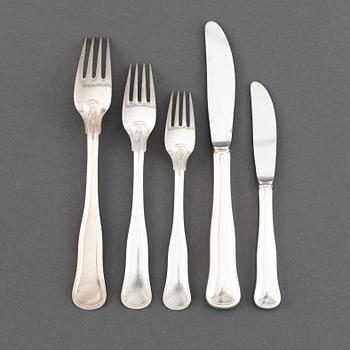 A part silver cutlery, model Gammal Dansk, Mema, Lidköping and Cohr Danmark. (51 pieces).