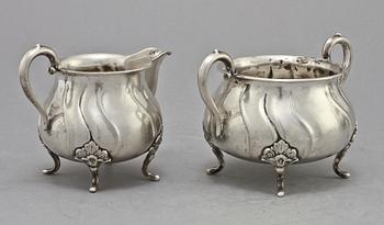 KAFFESERVIS, 3 delar, silver, Jens Sigsgaard, Danmark, 1935 och 1936. Vikt 1 150 g.