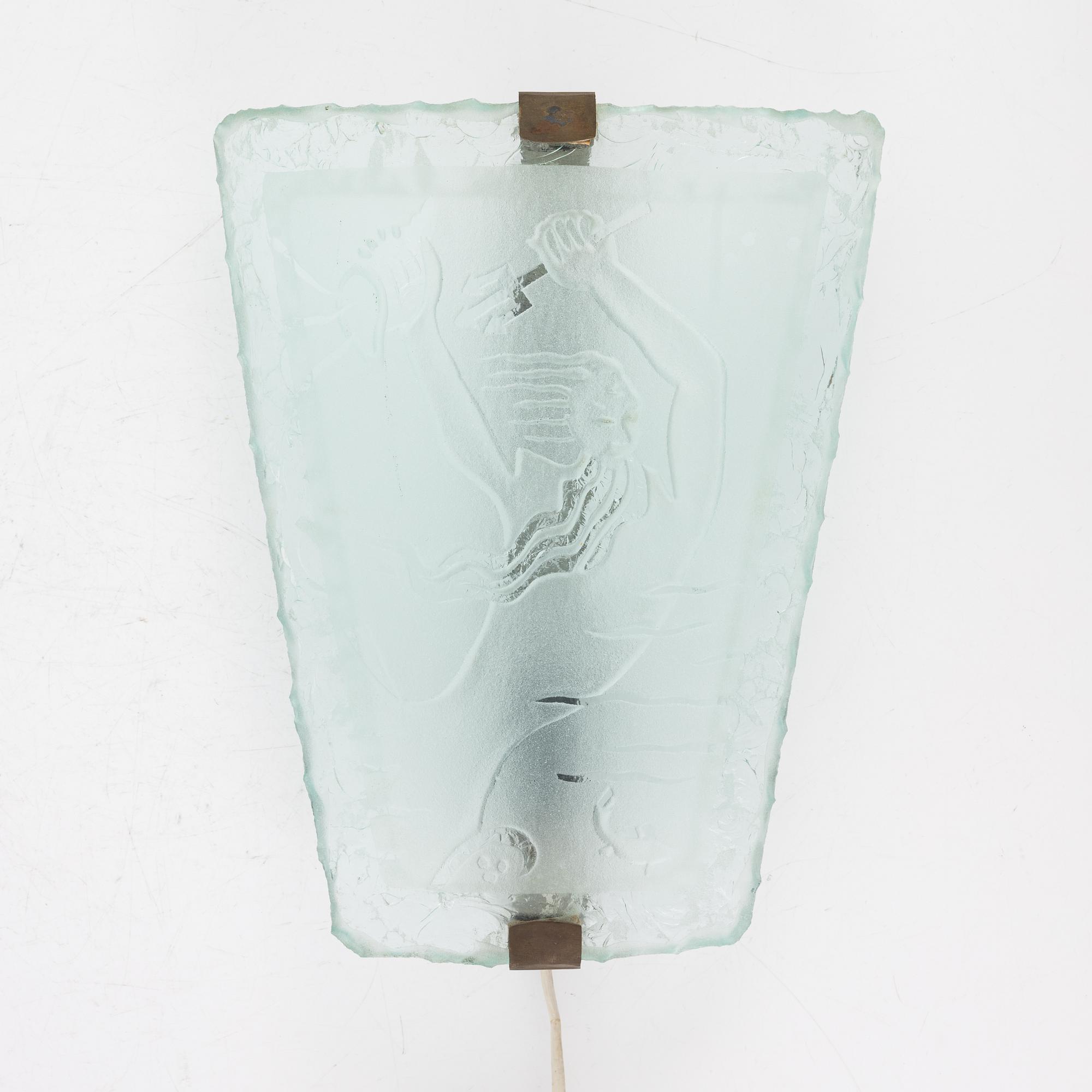 A glass wall lamp, presumably Glössner, Sweden, 1930's/40's.