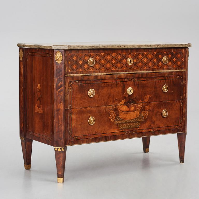 A Gustavian marquetry commode by  C. Lindborg (master in Stockholm 1781-1808).