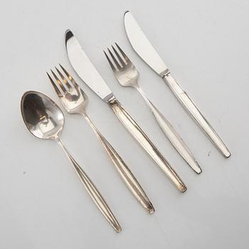 Tias Eckhoff, Cutlery 43 pcs "Cypress" sterling silver by G Jensen Denmark.