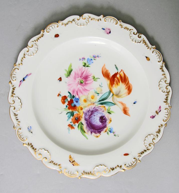 TALLRIKAR, 6+1 st, porslin, Meissen 1900-tal.