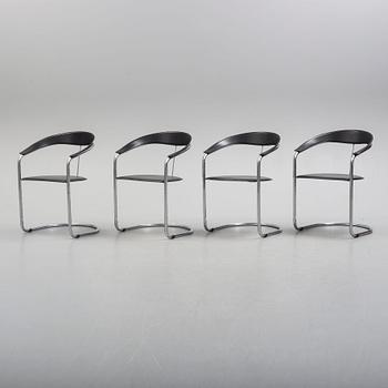 GIANCARLO VEGNI, four chairs made by Fasem, 1980s.