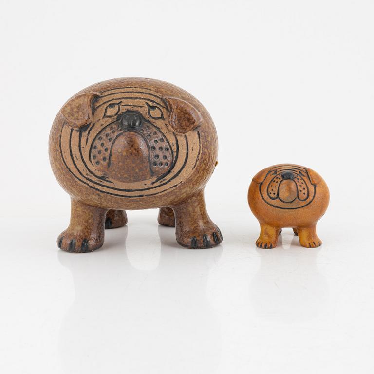 Lisa Larson, a pair of figurines,  "Bulldog", Gustavsberg, Sweden.
