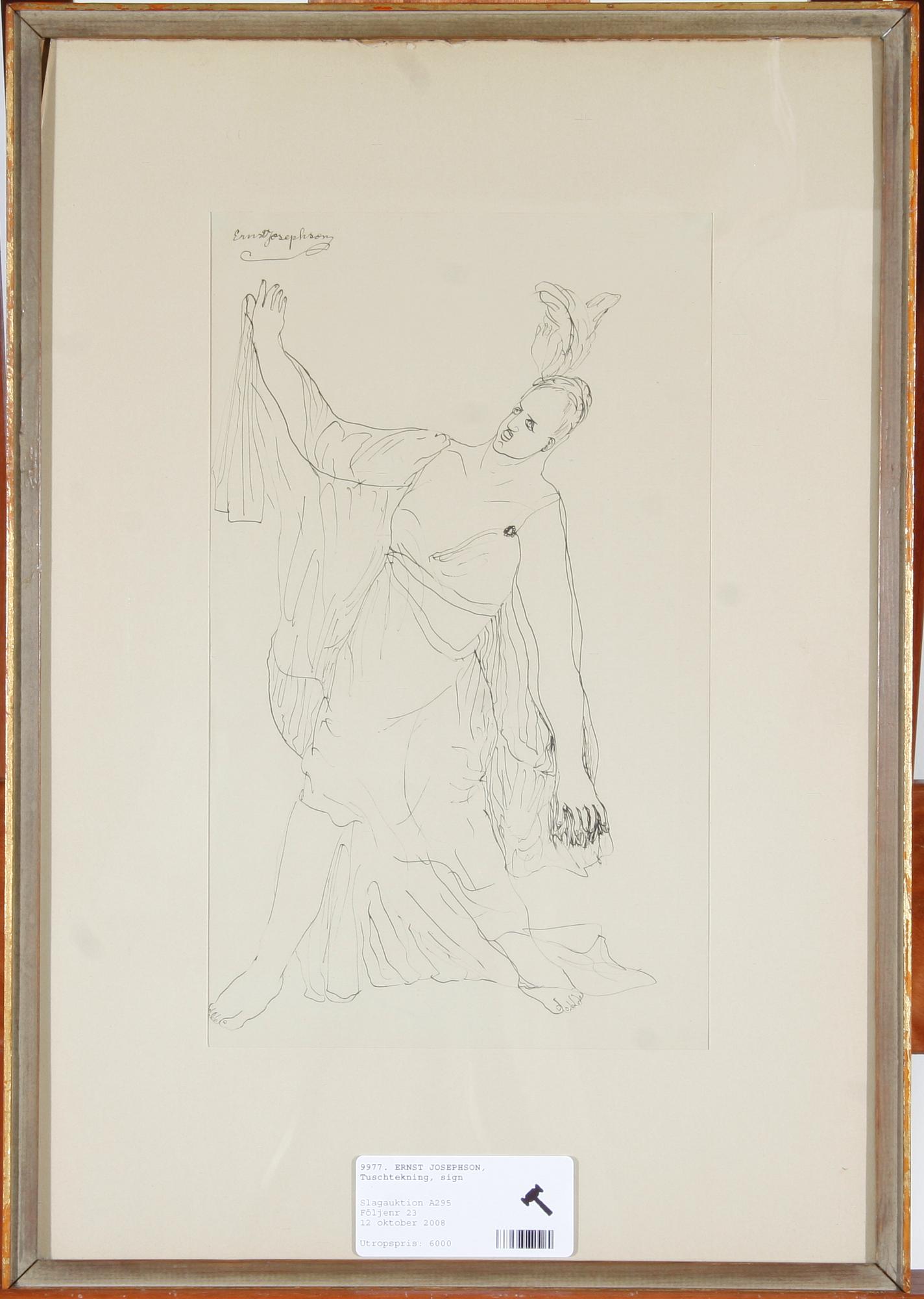 JOSEPHSON, ERNST. Tuschteckning, sign.