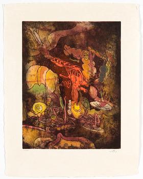 ROBERTO MATTA, 10 pieces of aquatint etchings named "Home' Mére", signed and numbered 71/100.