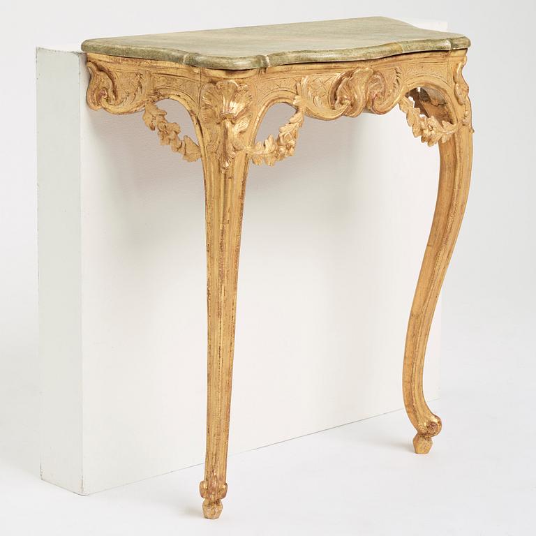 KONSOLBORD, med Stockholm hallstämpel 1763, Rokoko.