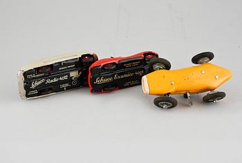 Tre toy cars from Schuco from the mid 20th century.