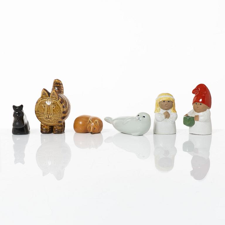 Lisa Larson, a set of six stoneware figurines, Gustavsberg.