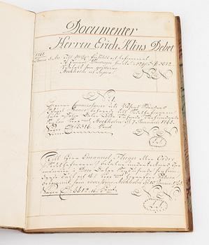 Handskrivna kassaböcker m.m., Stockholm 1768, 1798.