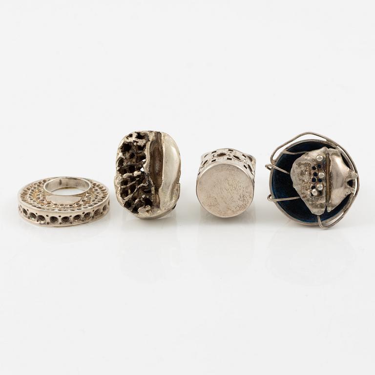 Lars Arby, four rings, sterling silver, Gothenburg among others 1963 and 1981.