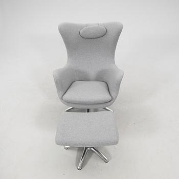 Armchair with footstool "Statys" Bröderna Andersson Riise furniture 2000s.