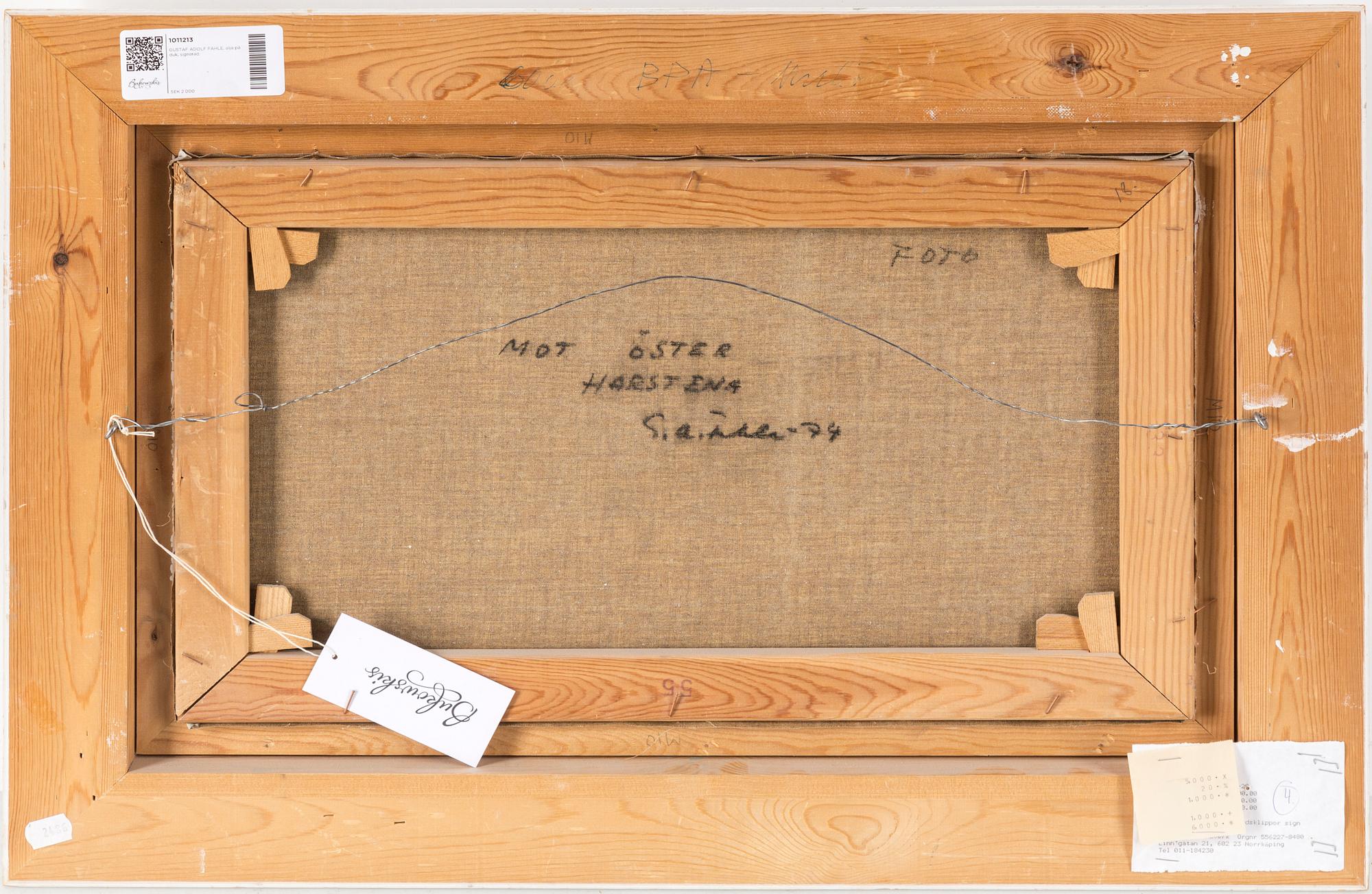 GUSTAF ADOLF FAHLE, olja på duk, signerad.