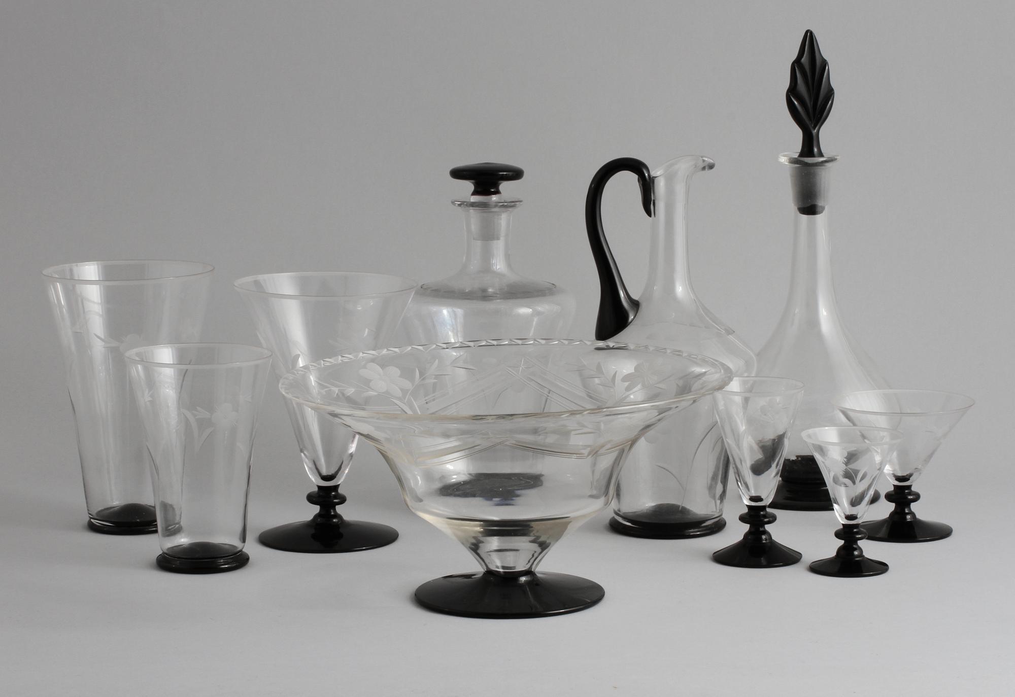 GLASSERVIS, 38 (36+2) delar, art deco, 1920/1930-tal.