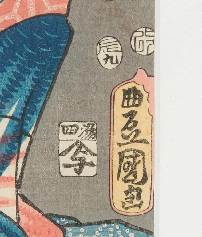 Utagawa Kunisada (Toyokuni III), Japanilaiset puupiirrokset, 3 kpl.