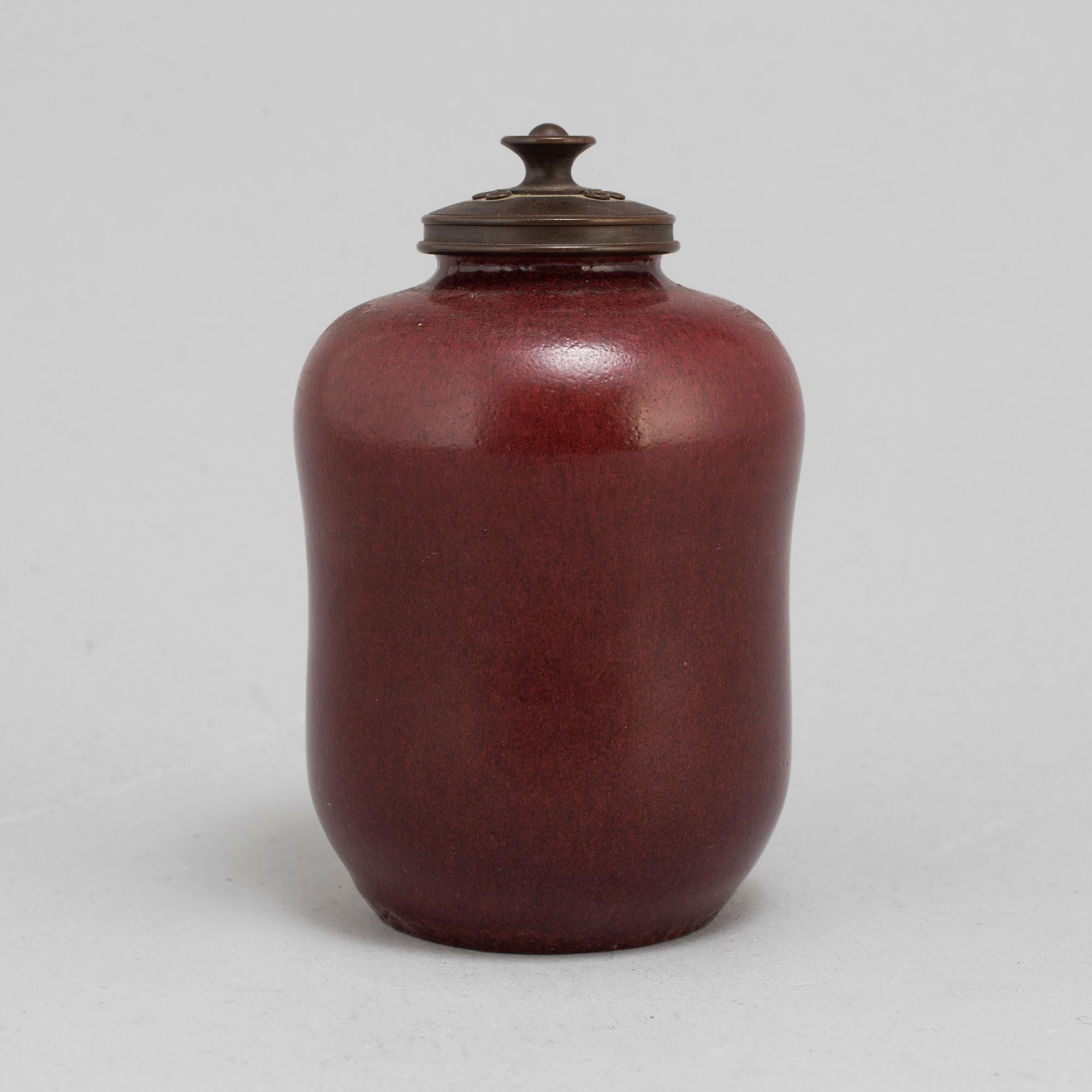 A Patrick Nordström stoneware vase with bronze cover, for Royal Copenhagen.